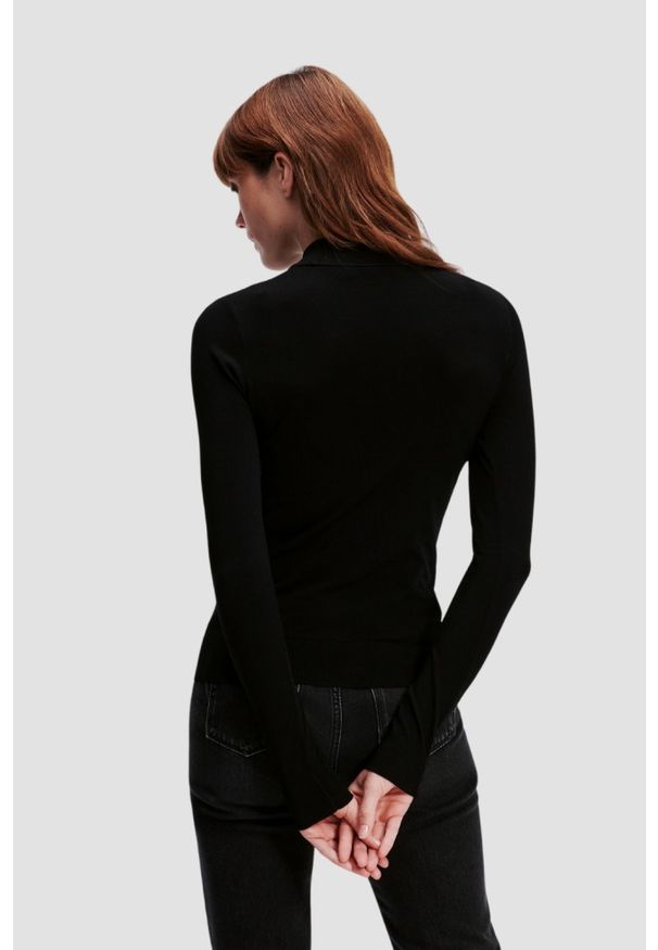 Karl Lagerfeld - KARL LAGERFELD Czarny golf damski Classic Turtle Neck, Rozmiar XL. Typ kołnierza: golf. Kolor: czarny. Materiał: poliester, wiskoza. Styl: elegancki
