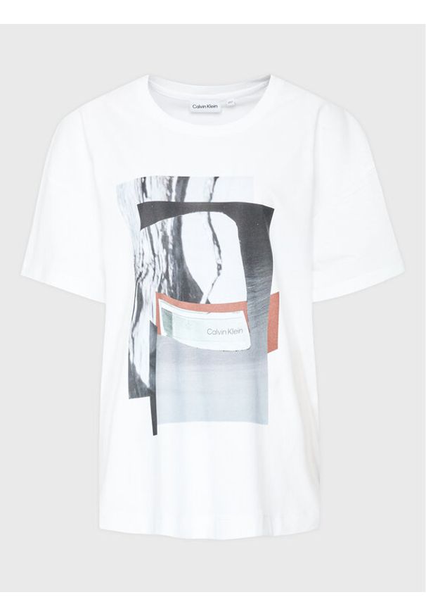 Calvin Klein Curve T-Shirt Inclu Photo Print K20K205462 Biały Regular Fit. Kolor: biały. Materiał: bawełna. Wzór: nadruk