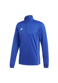 Adidas - Bluza męska adidas Core 18 Training Top. Typ kołnierza: kołnierzyk stójkowy. Kolor: biały, wielokolorowy, niebieski. Długość rękawa: długi rękaw. Długość: długie. Sport: piłka nożna