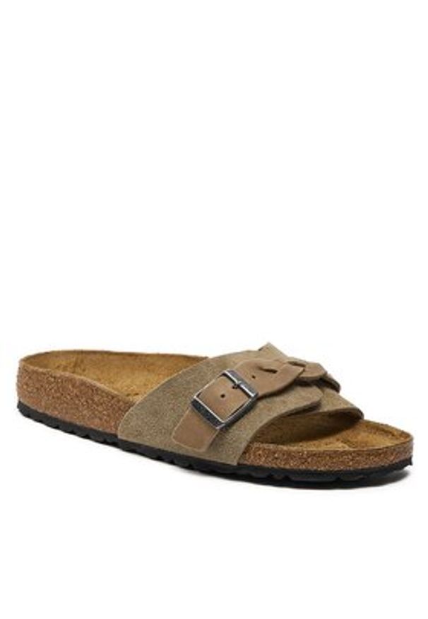 Birkenstock Klapki Oita Braided 1026730 Brązowy. Kolor: brązowy. Materiał: skóra