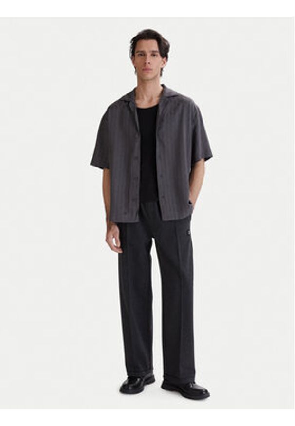 Hugo - HUGO Koszula Espino 50560614 Szary Oversize. Kolor: szary. Materiał: wiskoza