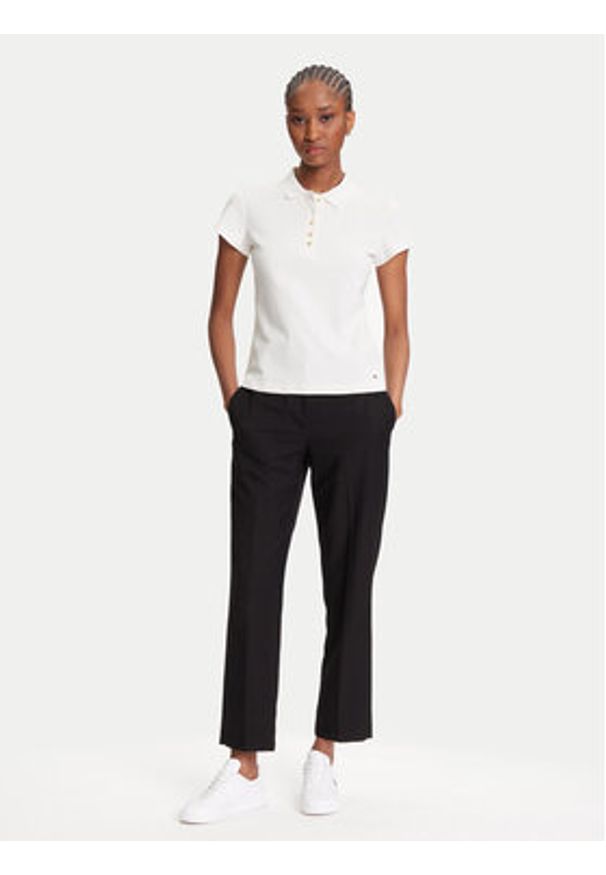 TOMMY HILFIGER - Tommy Hilfiger Polo Gold Button WW0WW45768 Écru Slim Fit. Typ kołnierza: polo. Materiał: bawełna