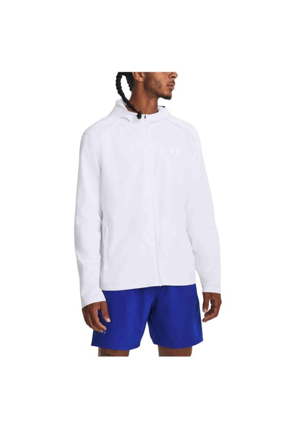 Kurtka do biegania męska Under Armour Storm Run Hooded. Kolor: biały. Sport: bieganie