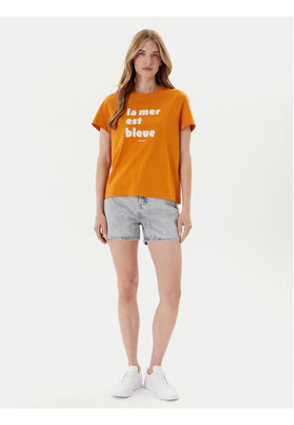 Mustang T-Shirt Floris 1016157 Pomarańczowy Relaxed Fit. Kolor: pomarańczowy. Materiał: bawełna