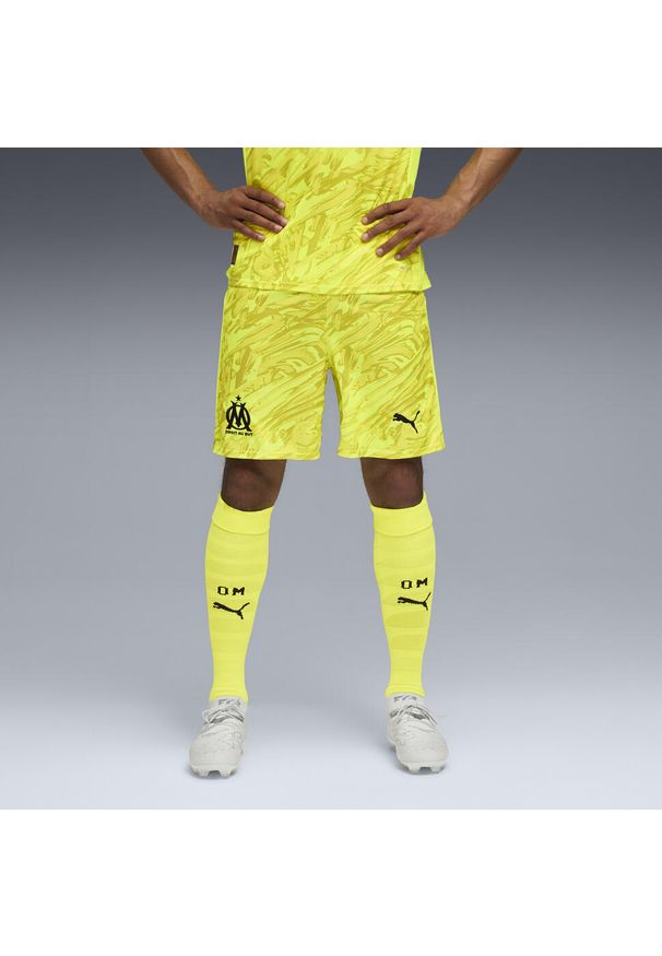 Puma - Męskie szorty bramkarskie Olympique Marsylia 25/26 PUMA Yellow Alert Black. Kolor: czarny, wielokolorowy, żółty. Materiał: tkanina. Sport: piłka nożna
