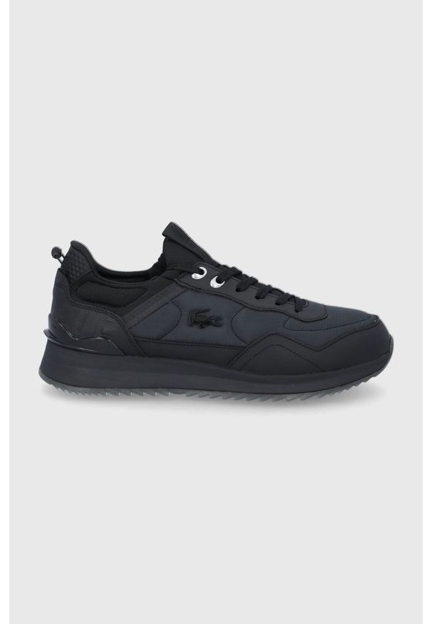 Lacoste Buty kolor czarny. Nosek buta: okrągły. Zapięcie: sznurówki. Kolor: czarny. Materiał: guma. Sport: bieganie