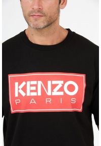 Kenzo - KENZO Czarny t-shirt męski z czerwonym nadrukiem, Rozmiar S. Kolor: czarny. Wzór: nadruk