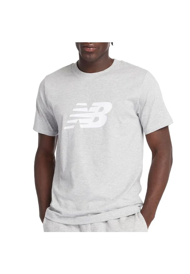 Koszulka New Balance MT43906AG - szara. Kolor: szary. Materiał: bawełna. Długość rękawa: krótki rękaw. Długość: krótkie