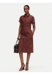 Patrizia Pepe Sukienka koszulowa 2A3067/A9B9-B887 Brązowy ciemny Regular Fit. Kolor: brązowy. Materiał: bawełna. Typ sukienki: koszulowe #4
