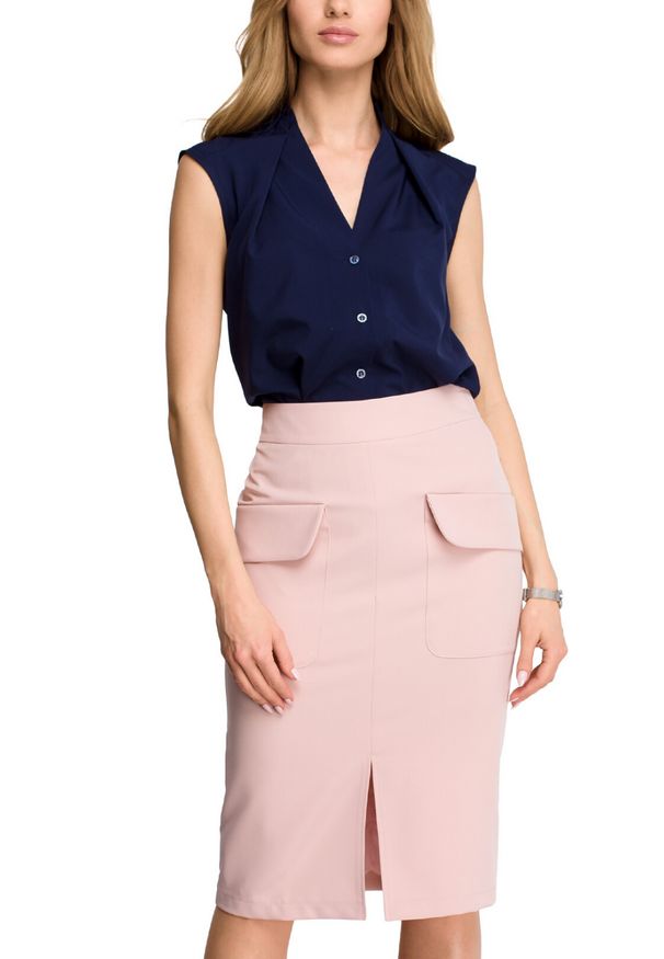 Style - Ołówkowa spódnica midi z dużymi kieszeniami. Styl: elegancki
