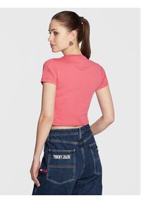 Tommy Jeans T-Shirt Essential Logo DW0DW14910 Różowy Cropped Fit. Kolor: różowy. Materiał: syntetyk #5
