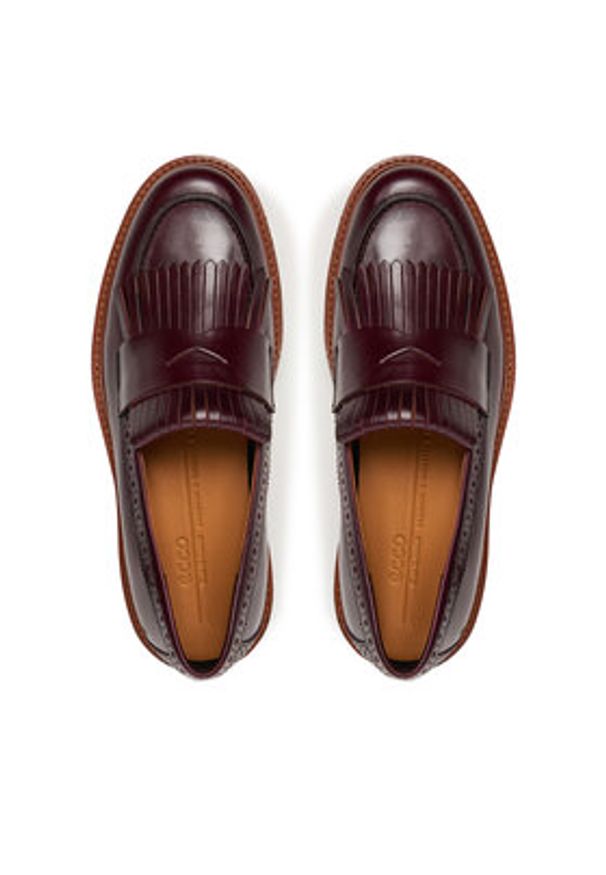 ecco - ECCO Mokasyny 23285361291 Bordowy. Kolor: czerwony. Materiał: skóra