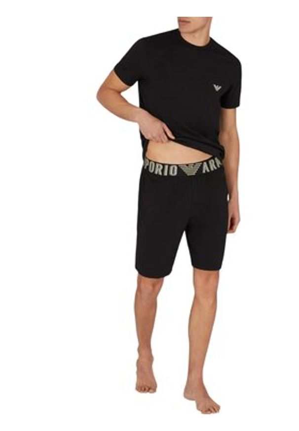Emporio Armani Underwear Piżama EM000400 AF10772 UC001 Czarny Regular Fit. Kolor: czarny. Materiał: bawełna