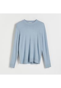 Reserved - Gładki sweter z półgolfem - Niebieski. Kolor: niebieski. Wzór: gładki