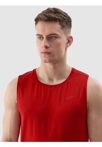 4f - 4F Tank top treningowy regular z materiału z recyklingu męski - czerwony 3XL. Kolor: czerwony. Materiał: materiał. Wzór: ze splotem, gładki, jednolity. Sport: fitness