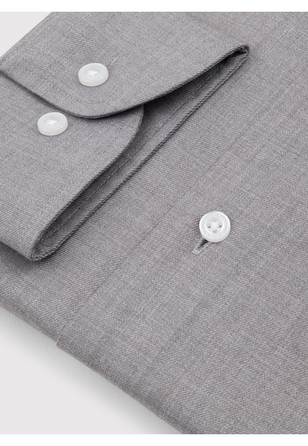 Pako Lorente - PAKO LORENTE – Szara koszula męska. Kolor: szary. Materiał: poliester, wiskoza, elastan. Długość rękawa: długi rękaw. Długość: długie