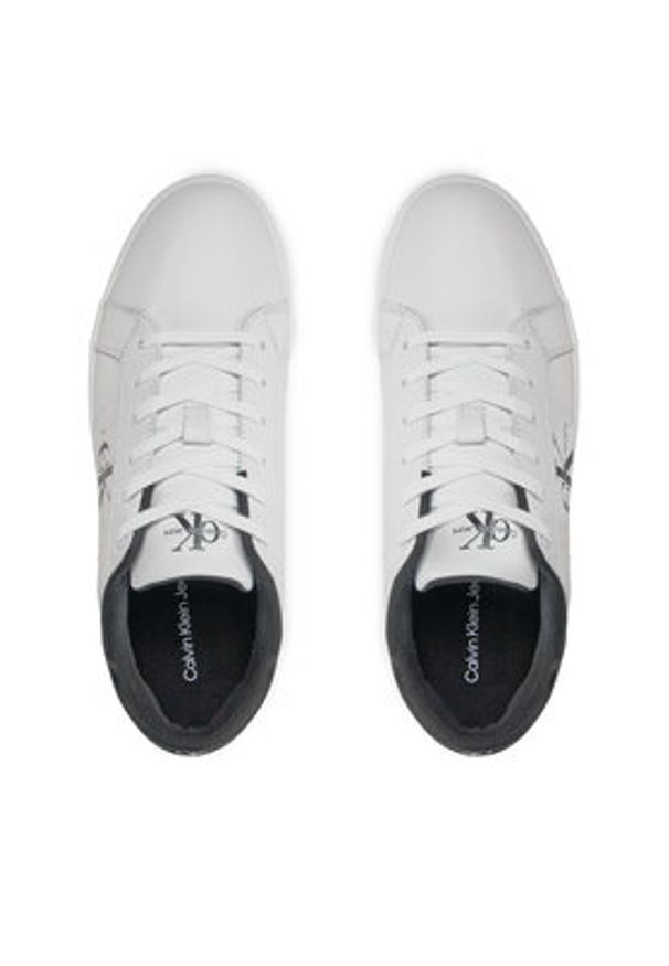 Calvin Klein Jeans Sneakersy Classic Cupsole Low Laceup Lth YM0YM00864 Beżowy. Kolor: biały. Materiał: skóra