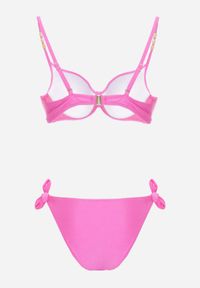 Born2be - Fuksjowe Bikini Biustonosz z Koralikami i Kokardą i Wiązane Figi Kąpielowe Raicine. Kolekcja: plus size. Kolor: różowy. Długość: długie #2