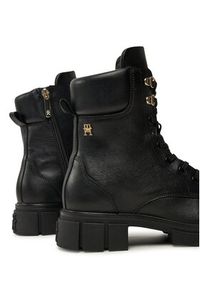 TOMMY HILFIGER - Tommy Hilfiger Trapery Lace-Up Biker Leather FW0FW08167 Czarny. Kolor: czarny. Materiał: skóra #6
