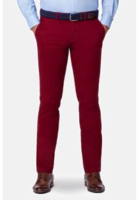Lancerto - Spodnie Bordowe Chino Noah. Kolor: czerwony. Materiał: bawełna, elastan