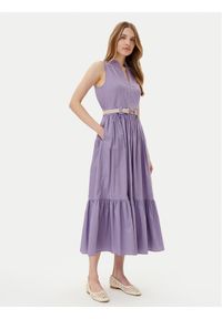 TwinSet - TWINSET Sukienka codzienna 251TT2101 Fioletowy Regular Fit. Okazja: na co dzień. Kolor: fioletowy. Materiał: bawełna. Typ sukienki: proste. Styl: casual #1