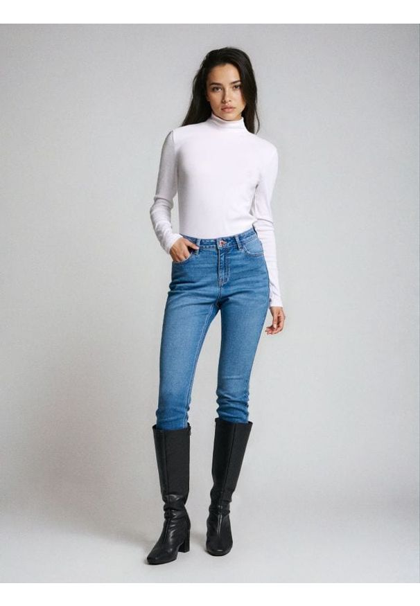 Sinsay - Jeansy slim - granatowy. Kolor: niebieski