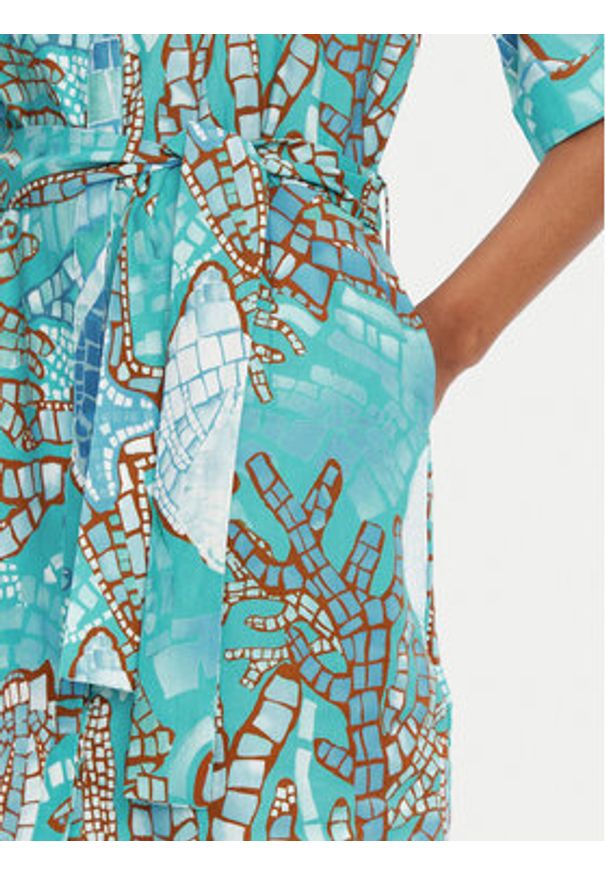 Seafolly Sukienka koszulowa La Mer 55422-DR Turkusowy Regular Fit. Kolor: turkusowy. Materiał: len. Typ sukienki: koszulowe