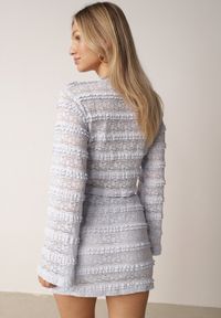 Born2be - Niebieski Koronkowy Komplet Bluzka z Długim Rękawem i Spódnico-Spodenki Lupeiros. Kolor: niebieski. Materiał: koronka #2