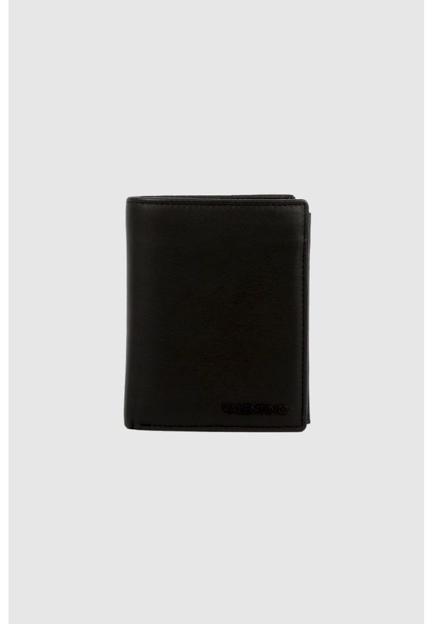Valentino by Mario Valentino - VALENTINO Pojemny skórzany czarny portfel męski hummus wallet. Kolor: czarny. Materiał: skóra