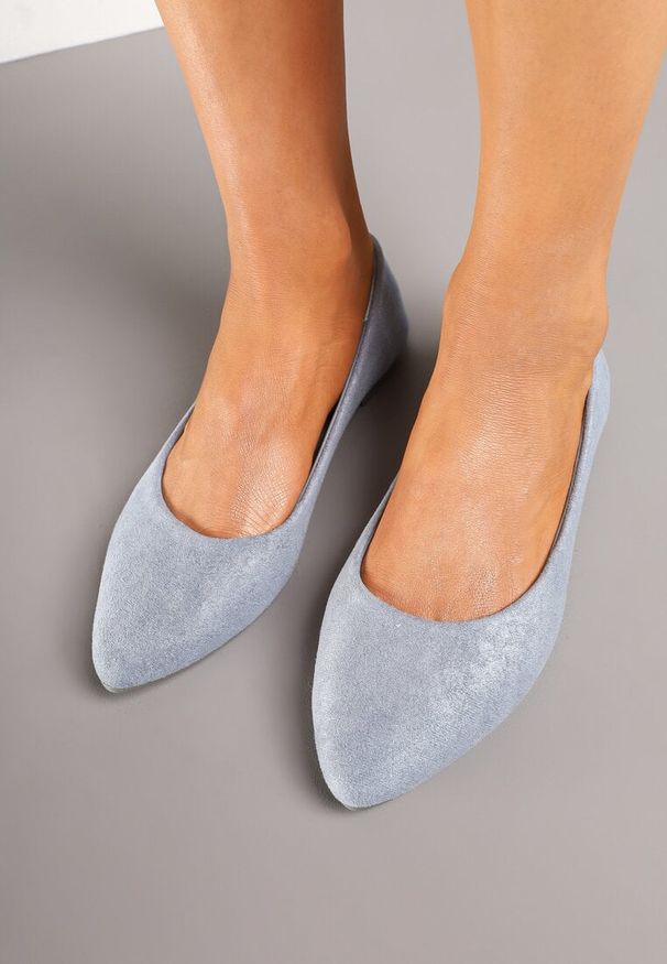 Born2be - Niebieskie Balerinki w Minimalistycznym Stylu z Imitacji Zamszu Hirlivia. Okazja: na spotkanie biznesowe, do pracy, na co dzień. Kolor: niebieski. Materiał: zamsz. Obcas: na obcasie. Styl: biznesowy, wizytowy, klasyczny, casual. Wysokość obcasa: niski