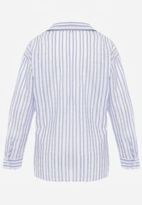 Renee - Jasnoniebieska Koszula Oversize z Bawełny w Paski z Podwijanymi Rękawami Mesevis. Kolor: niebieski. Materiał: bawełna. Wzór: paski. Styl: elegancki #2