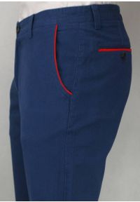 Chiao - Stylowe Spodnie Męskie, 100% BAWEŁNA, Chinosy, Zwężane Nogawki, Chabrowe. Kolor: niebieski. Materiał: bawełna. Styl: elegancki #2