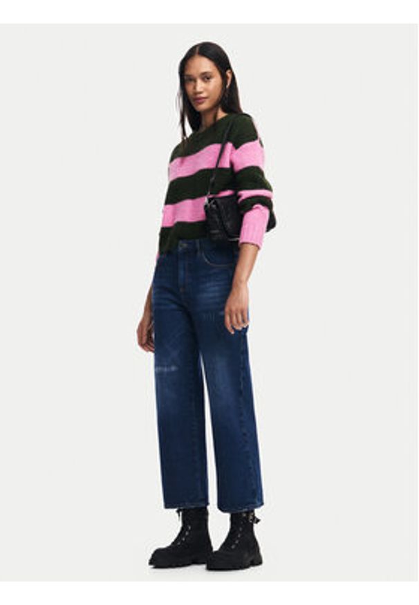 Desigual Sweter Hamilton 24WWJF30 Różowy Regular Fit. Kolor: różowy. Materiał: syntetyk