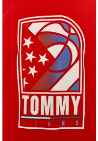 Tommy Jeans - Bluza DM0DM10661.4891. Kolor: czerwony. Wzór: nadruk #5
