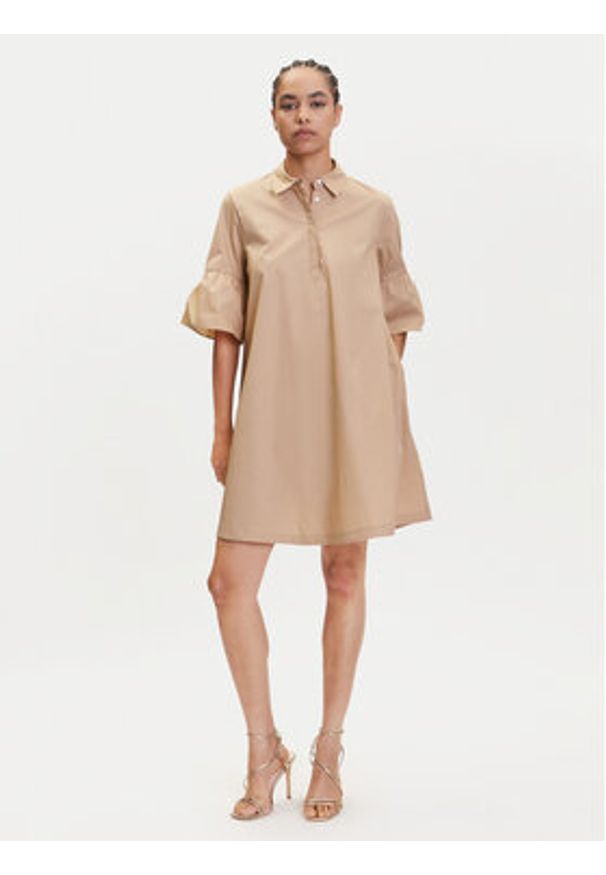 Marella Sukienka koszulowa Medicea 2515221192 Écru Relaxed Fit. Materiał: bawełna. Typ sukienki: koszulowe
