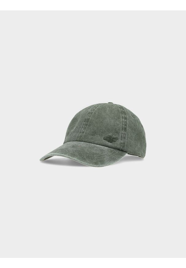 4f - Czapka z daszkiem strapback dziecięca - khaki. Kolor: brązowy, wielokolorowy, oliwkowy. Materiał: bawełna, materiał. Wzór: haft. Sezon: lato. Styl: sportowy