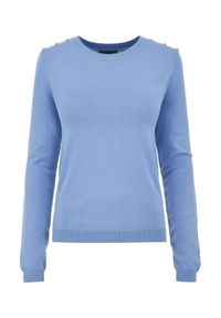 Ochnik - Niebieski longsleeve damski basic. Kolor: niebieski. Materiał: wiskoza. Długość rękawa: długi rękaw. Długość: długie