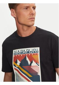 Napapijri T-Shirt S-Portalet Ss NP0A4I3E Czarny Relaxed Fit. Kolor: czarny. Materiał: bawełna