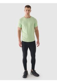 4f - 4F Legginsy do biegania szybkoschnące męskie - szare S. Kolor: szary. Materiał: elastan, włókno, dzianina, materiał, syntetyk. Wzór: ze splotem, gładki, jednolity. Sport: bieganie, fitness #1