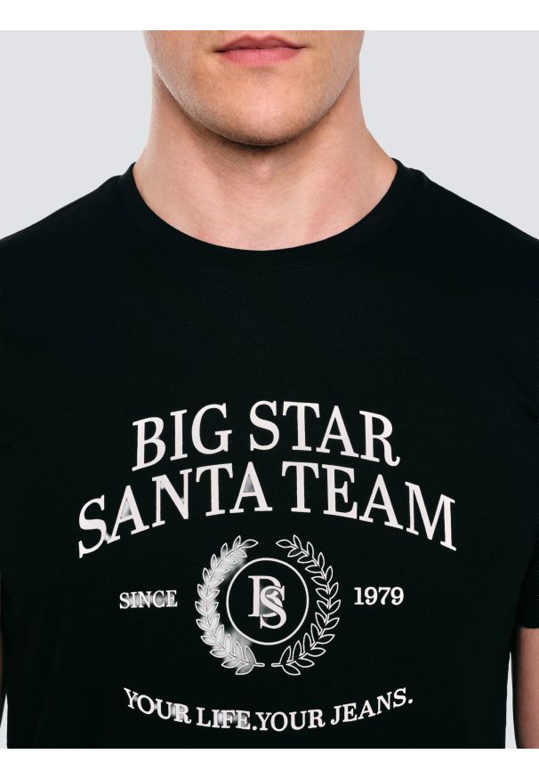 Big-Star - Koszulka męska z nadrukiem czarna Marr 906. Okazja: na co dzień. Kolor: czarny. Materiał: jeans, dzianina, bawełna. Wzór: nadruk. Styl: casual, klasyczny, wizytowy