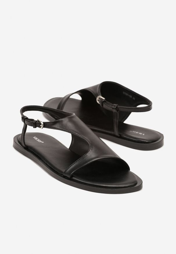 Born2be - Czarne Sandały Vices z Asymetryczną Cholewką Merira. Okazja: na imprezę, na co dzień. Kolor: czarny. Sezon: lato. Styl: klasyczny, casual, elegancki