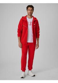 4f - 4F Spodnie kibica joggery męskie - czerwone XL. Kolor: czerwony. Materiał: materiał, dresówka, bawełna, dzianina. Wzór: gładki #1
