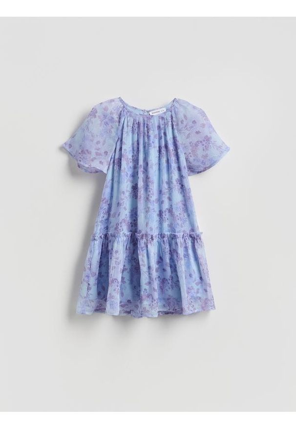 Reserved - Sukienka w kwiaty - jasnoniebieski. Kolor: niebieski. Materiał: tkanina. Wzór: kwiaty