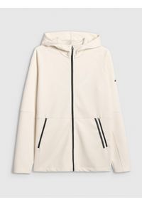4f - 4F Bluza dresowa rozpinana z kapturem męska - biała L. Typ kołnierza: kaptur. Kolor: biały. Materiał: dresówka