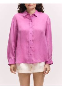 Reserved - Koszula z cupro - fioletowy. Kolor: fioletowy. Materiał: tkanina. Wzór: gładki