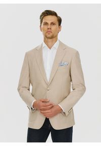 Pako Lorente - PAKO LORENTE – Beżowa marynarka męska bez podszewki. Okazja: na co dzień. Kolor: beżowy. Materiał: jeans. Wzór: gładki. Sezon: wiosna. Styl: casual #4