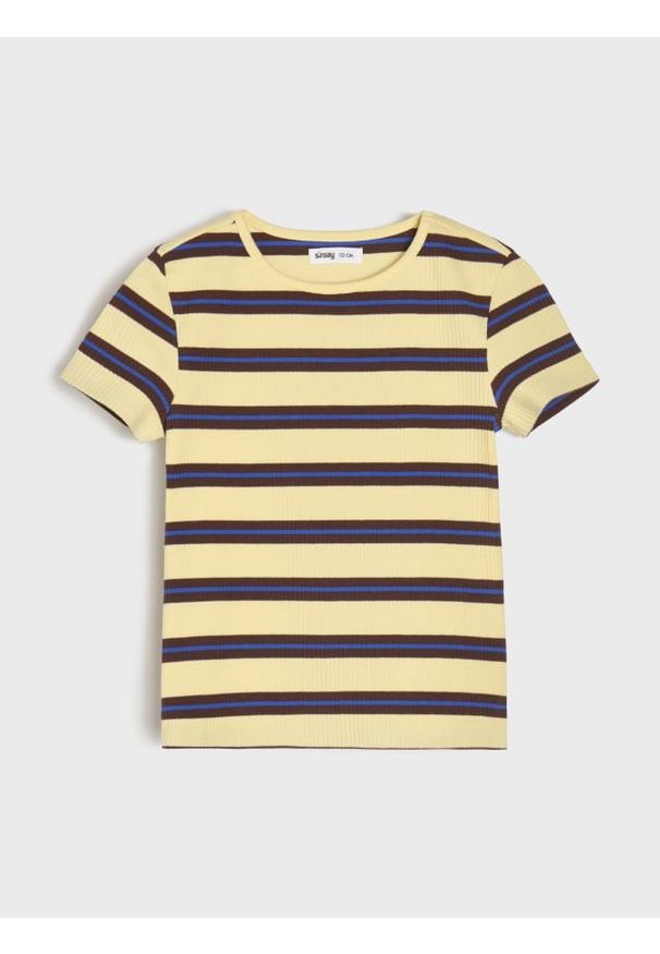 Sinsay - Bawełniana koszulka w paski - wielobarwny. Materiał: bawełna. Wzór: paski