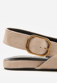 Born2be - Beżowe Sandały z Ozdobnym Wycięciem i Odkrytą Piętą Naitheis. Zapięcie: klamry. Kolor: beżowy. Materiał: jeans. Styl: elegancki #8