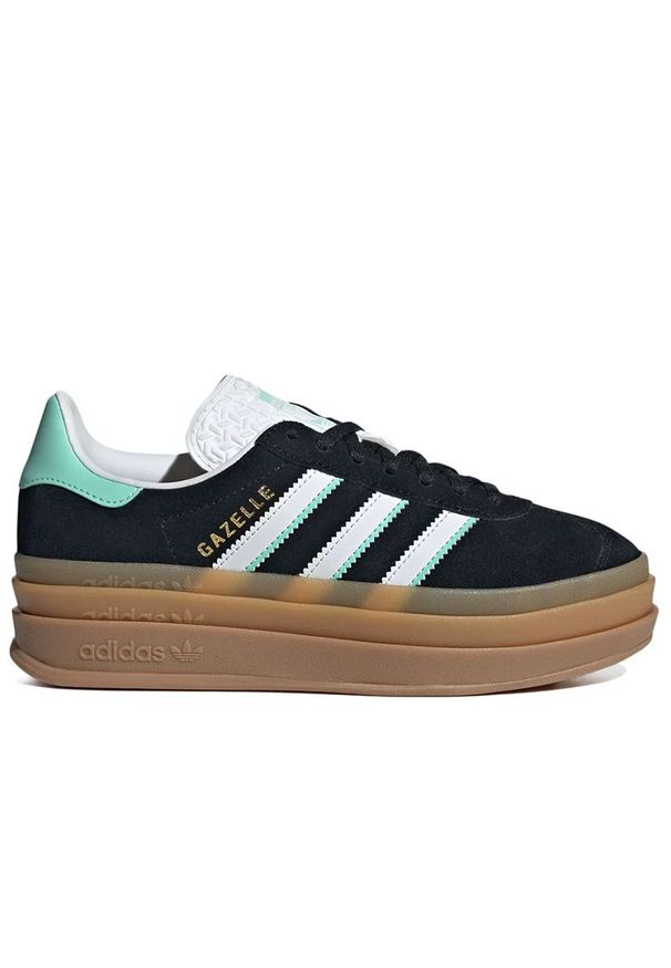 Adidas - Buty młodzieżowe adidas Originals Gazelle Bold J IH6456 - czarne. Okazja: na co dzień. Zapięcie: pasek. Kolor: czarny. Materiał: guma, skóra, syntetyk, zamsz. Szerokość cholewki: normalna. Wzór: aplikacja, paski. Obcas: na platformie. Model: Adidas Gazelle