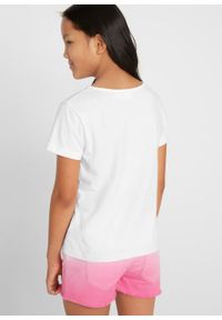 T-shirt dziewczęcy (2 szt. w opak.) bonprix biały-zielony morski + biały. Kolor: biały #6